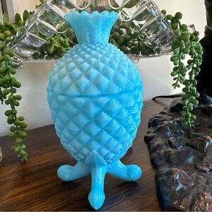 Blue Pineapple-Shaped Decorative Jar